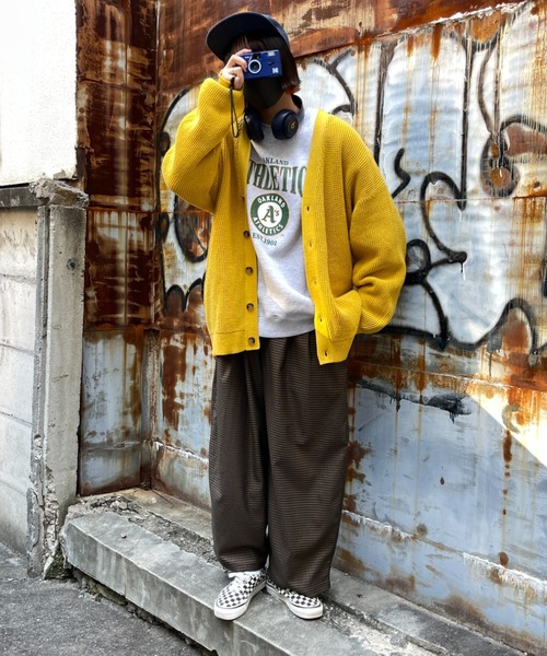 CPCM（シーピーシーエム）の「ワッフル編みカーディガン（カーディガン/ボレロ・メンズ・グレー/サックスブルー/グリーン/マスタード・FREE）」の8枚目の写真