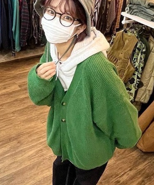 CPCM（シーピーシーエム）の「ワッフル編みカーディガン（カーディガン/ボレロ・メンズ・グレー/サックスブルー/グリーン/マスタード・FREE）」の5枚目の写真