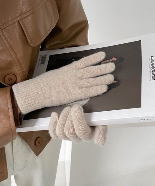 me+em select（ミームセレクト）の「シンプルニット手袋（手袋・レディース・チャコールグレー/ブラック/ベージュ/オートミール/ブラウン系その他・FREE）」の5枚目の写真