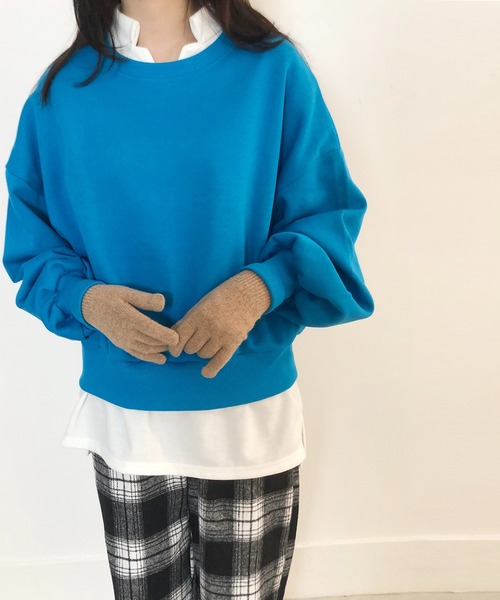 me+em select（ミームセレクト）の「シンプルニット手袋（手袋・レディース・チャコールグレー/ブラック/ベージュ/オートミール/ブラウン系その他・FREE）」の2枚目の写真