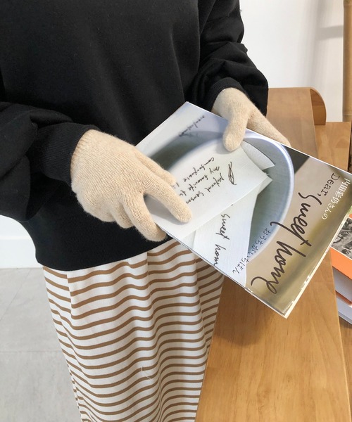 me+em select（ミームセレクト）の「シンプルニット手袋（手袋・レディース・チャコールグレー/ブラック/ベージュ/オートミール/ブラウン系その他・FREE）」の9枚目の写真