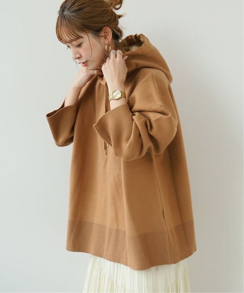 Simplicite(サンプリシテ)の「ニットWフェイスパーカー◆(ニット/セーター・レディース・ホワイト/ブラウン/キャメル/ブラック・FREE)」の6枚目の写真