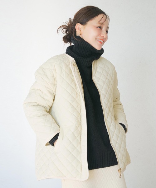 KOBE LETTUCE（コウベレタス）の「[ 田中亜希子さんコラボ ]選べる2type 2Wayボアorキルティングコート（ダウンジャケット/コート・レディース・アイボリー/カーキ/ブラック/ホワイト系・M/S）」の5枚目の写真