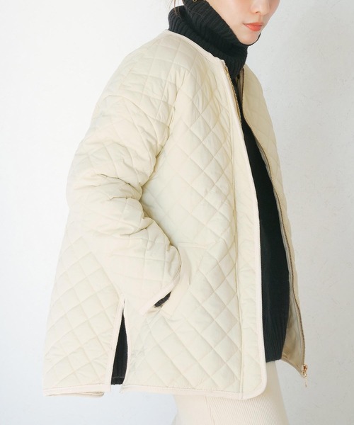 KOBE LETTUCE（コウベレタス）の「[ 田中亜希子さんコラボ ]選べる2type 2Wayボアorキルティングコート（ダウンジャケット/コート・レディース・アイボリー/カーキ/ブラック/ホワイト系・M/S）」の6枚目の写真