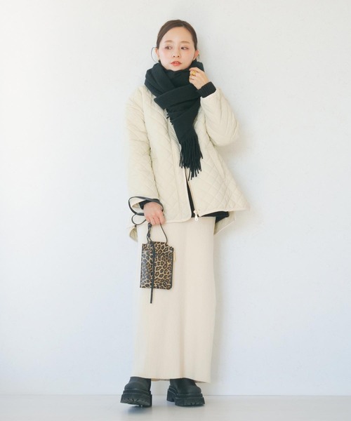 KOBE LETTUCE（コウベレタス）の「[ 田中亜希子さんコラボ ]選べる2type 2Wayボアorキルティングコート（ダウンジャケット/コート・レディース・アイボリー/カーキ/ブラック/ホワイト系・M/S）」の7枚目の写真