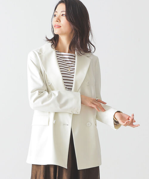 BEAMS LIGHTS（ビームスライツ）の「BEAMS LIGHTS / ダブル ジャケット（テーラードジャケット・レディース・ネイビー/ホワイト系その他5・38/36）」の2枚目の写真