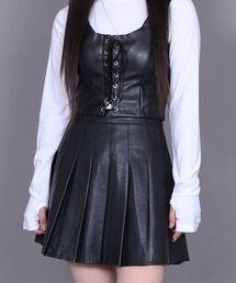 合皮プリーツミニスカート