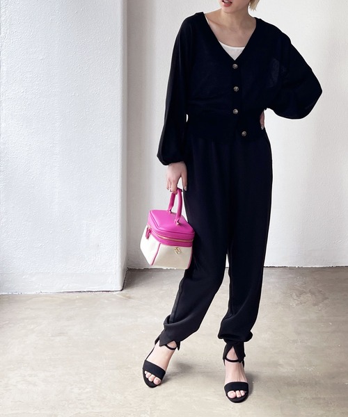 Shelly island（シェリーアイランド）の「フロントスリットジョガーパンツ（その他パンツ・レディース・ブラック/ピンク・M）」の4枚目の写真