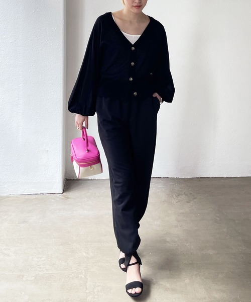 Shelly island（シェリーアイランド）の「フロントスリットジョガーパンツ（その他パンツ・レディース・ブラック/ピンク・M）」の3枚目の写真