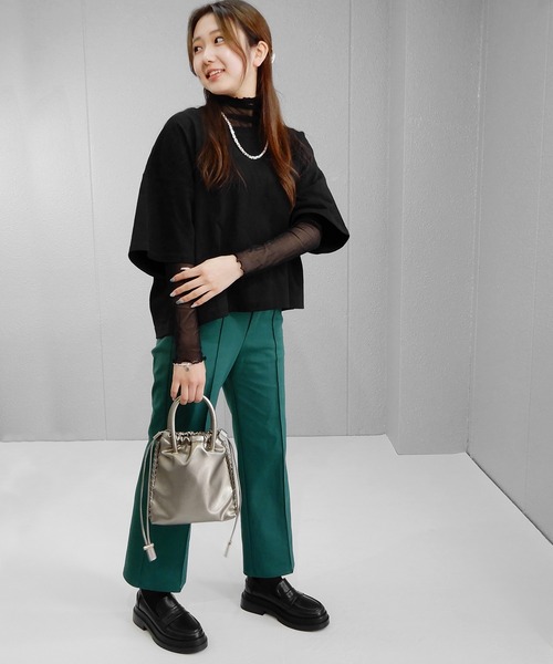 minia(ミニア)の「かがりステッチ2WAYバッグ<巾着・ショルダー>(ショルダーバッグ・レディース・グリーン/アイボリー/シルバー/ブラック・FREE)」の20枚目の写真