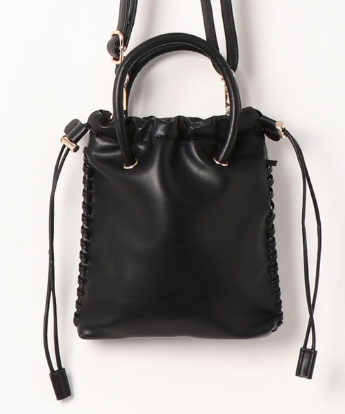 minia(ミニア)の「かがりステッチ2WAYバッグ<巾着・ショルダー>(ショルダーバッグ・レディース・グリーン/アイボリー/シルバー/ブラック・FREE)」の8枚目の写真