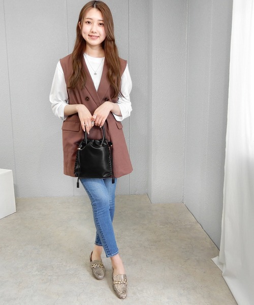 minia(ミニア)の「かがりステッチ2WAYバッグ<巾着・ショルダー>(ショルダーバッグ・レディース・グリーン/アイボリー/シルバー/ブラック・FREE)」の15枚目の写真