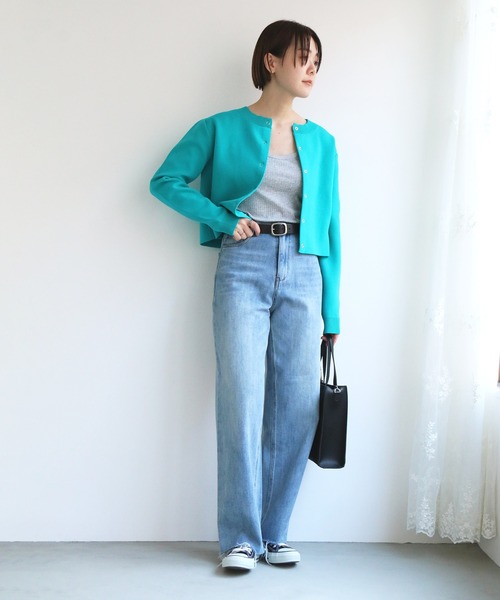 notch.（ノッチ）の「カラーショートニットカーデ（カーディガン/ボレロ・レディース・ピンク/ライム/イエロー/ブルー/グリーン・M）」の16枚目の写真