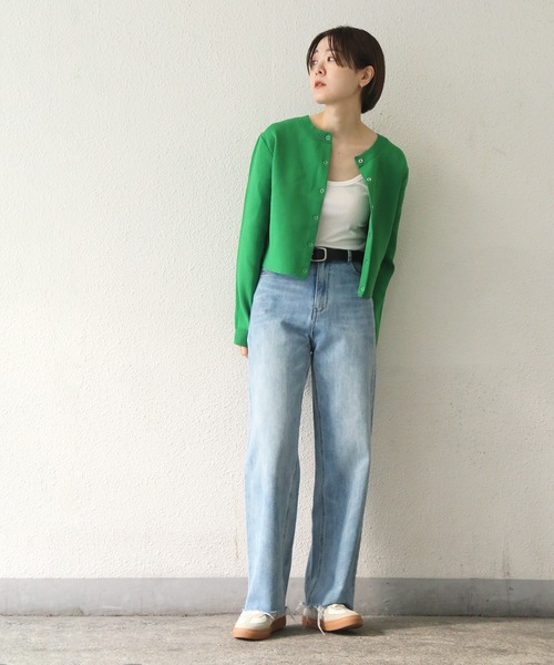 notch.（ノッチ）の「カラーショートニットカーデ（カーディガン/ボレロ・レディース・ピンク/ライム/イエロー/ブルー/グリーン・M）」の12枚目の写真