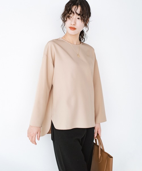 haco!(ハコ)の「ブラウスのきちんと感とTシャツの気軽さのいいとこ取りを実現した便利なシンプルTブラウス by que made me(シャツ/ブラウス・レディース・ホワイト/ベージュ/ミント・SMALL/MEDIUM/LARGE/X-LARGE)」の3枚目の写真