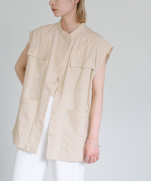 select MOCA（セレクトモカ）の「ダブルポケットミリタリーベスト（ベスト・レディース・ベージュ/カーキ/アイボリー・FREE）」の2枚目の写真