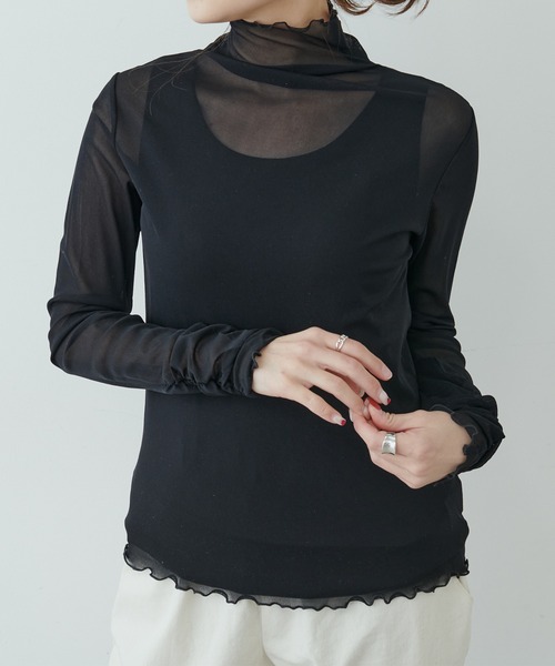 PUAL CE CIN（ピュアルセシン）の「【WEB限定】パワーメッシュカラープルオーバー（Tシャツ/カットソー・レディース・ブラック/モカ/グレー系その他・FREE）」の2枚目の写真