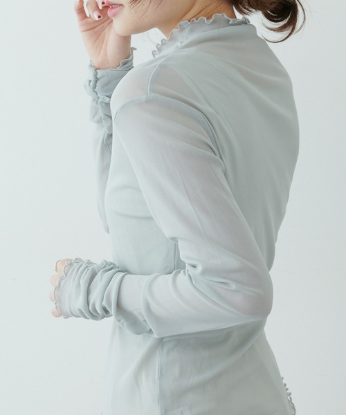 PUAL CE CIN（ピュアルセシン）の「【WEB限定】パワーメッシュカラープルオーバー（Tシャツ/カットソー・レディース・ブラック/モカ/グレー系その他・FREE）」の5枚目の写真