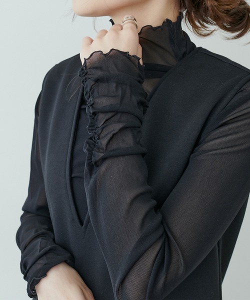 PUAL CE CIN（ピュアルセシン）の「【WEB限定】パワーメッシュカラープルオーバー（Tシャツ/カットソー・レディース・ブラック/モカ/グレー系その他・FREE）」の12枚目の写真