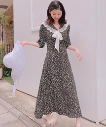 lissi Boutique | 【lissi Boutique】小花柄レースカラーリボンロングワンピース(ワンピース)