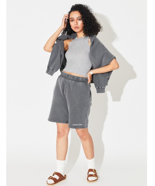 ALEXIA STAM（アリシアスタン）の「Logo Pigment Dyed Shorts/ロゴピグメントダイショーツ（その他パンツ・レディース・チャコールグレー/モカ/グレイッシュベージュ・S/M）」の5枚目の写真