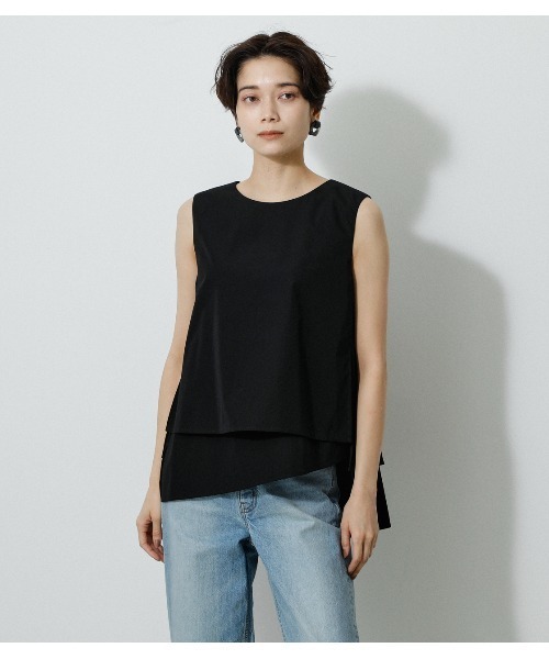 AZUL by moussy（アズールバイマウジー）の「WATER REPELLENT LAYERED TOPS/ウォーターリぺレントレイヤードトップス（シャツ/ブラウス・レディース・ブラック/ベージュ/イエロー/ブルー・SMALL/MEDIUM）」の2枚目の写真