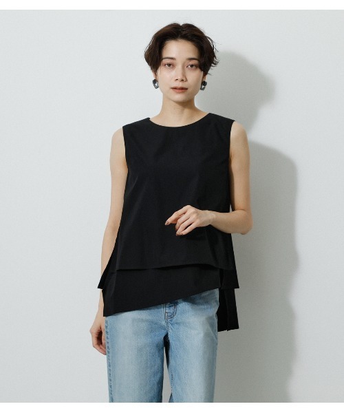 AZUL by moussy（アズールバイマウジー）の「WATER REPELLENT LAYERED TOPS/ウォーターリぺレントレイヤードトップス（シャツ/ブラウス・レディース・ブラック/ベージュ/イエロー/ブルー・SMALL/MEDIUM）」の5枚目の写真