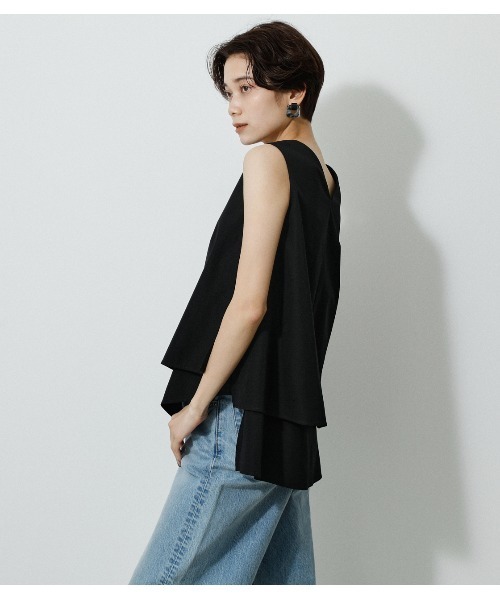 AZUL by moussy（アズールバイマウジー）の「WATER REPELLENT LAYERED TOPS/ウォーターリぺレントレイヤードトップス（シャツ/ブラウス・レディース・ブラック/ベージュ/イエロー/ブルー・SMALL/MEDIUM）」の6枚目の写真