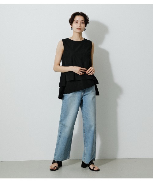 AZUL by moussy（アズールバイマウジー）の「WATER REPELLENT LAYERED TOPS/ウォーターリぺレントレイヤードトップス（シャツ/ブラウス・レディース・ブラック/ベージュ/イエロー/ブルー・SMALL/MEDIUM）」の8枚目の写真
