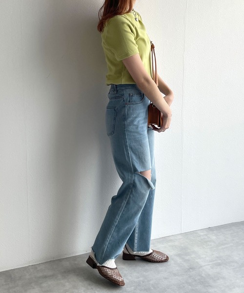 w closet（ダブルクローゼット）の「アームスリットウォーマープルオーバー（ニット/セーター・レディース・オフホワイト/グリーン/ブラック・FREE）」の22枚目の写真