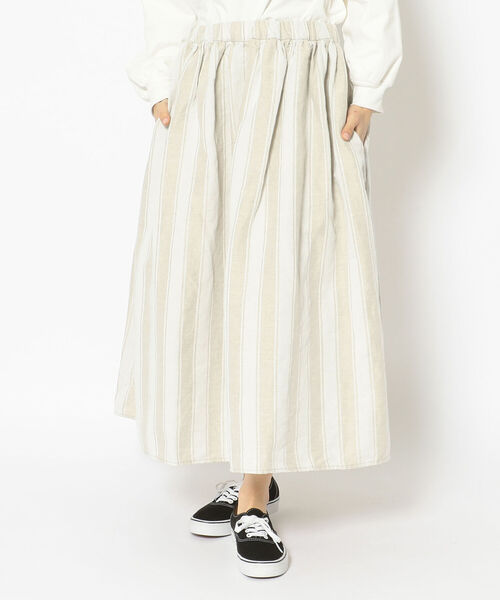 Urvin アービン スカート Linen スカート Jacuard リネンジャガードストライプスカート スカート Stripe Skirt Linen Urvin