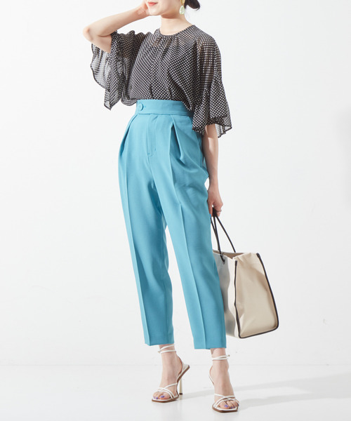 Tiara(ティアラ)の「麻調テーパードパンツ(その他パンツ・レディース・ブラック/グレイッシュベージュ/ライム/ターコイズブルー・S/M/L)」の22枚目の写真