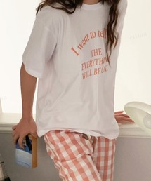 韓国ファッションEVERYTHINGレタリング半袖Tシャツ