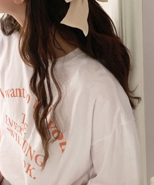 Dalfwin(ダールフィン)の「韓国ファッションEVERYTHINGレタリング半袖Tシャツ(Tシャツ/カットソー・レディース・ホワイト/グレー/クリーム・FREE)」の7枚目の写真