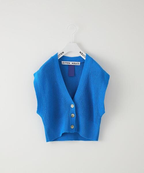 CITEN（シテン）の「＜CITEN（シテン）＞フロントオープンショートニットベスト（ニット/セーター・レディース・ブラック/コバルトブルー/オフホワイト・FREE）」の3枚目の写真