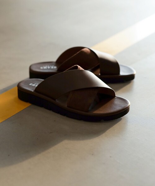 BEAMS HEART（ビームスハート）の「フェイクレザー クロスストラップ サンダル（サンダル・メンズ・ブラック/ダークブラウン・SMALL/MEDIUM/LARGE）」の20枚目の写真
