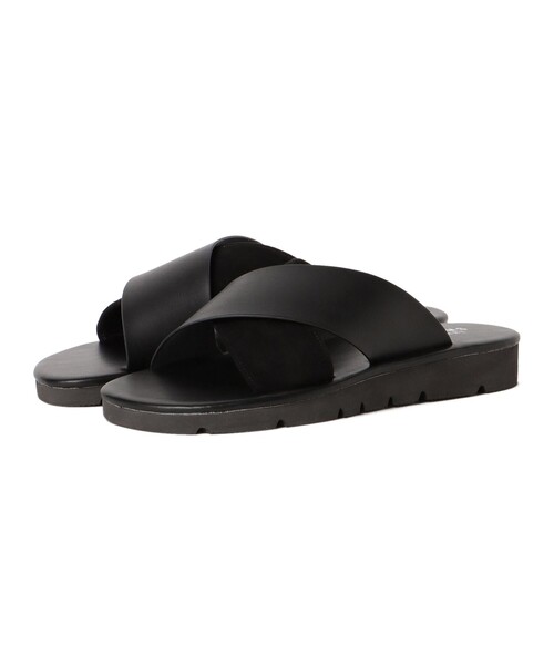 BEAMS HEART（ビームスハート）の「BEAMS HEART / フェイクレザー クロスストラップ サンダル（サンダル・メンズ・ブラック/ダークブラウン・SMALL/MEDIUM/LARGE）」の13枚目の写真