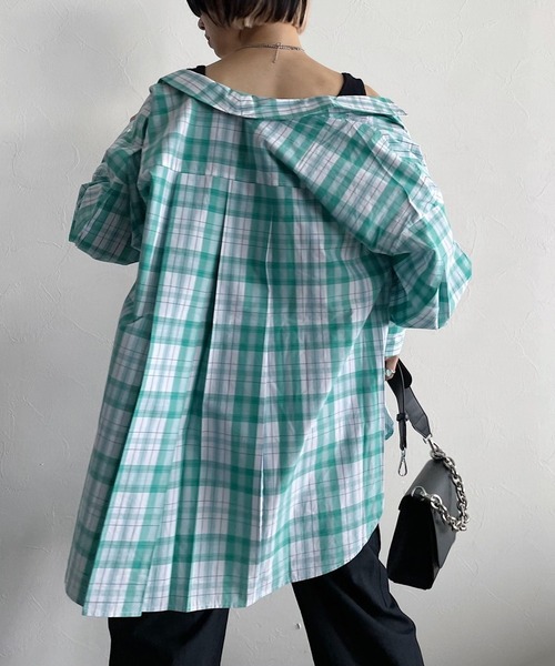 PAGEBOY(ページボーイ)の「クリアチェックBIGシャツ(シャツ/ブラウス・レディース・レッド/グリーン/グレー系その他・FREE)」の9枚目の写真
