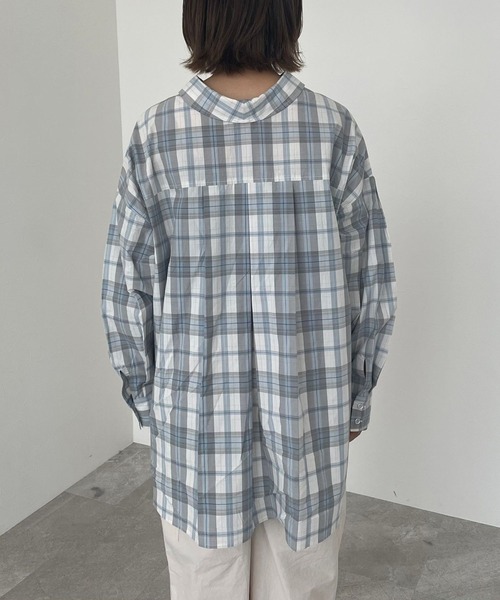PAGEBOY(ページボーイ)の「クリアチェックBIGシャツ(シャツ/ブラウス・レディース・レッド/グリーン/グレー系その他・FREE)」の6枚目の写真