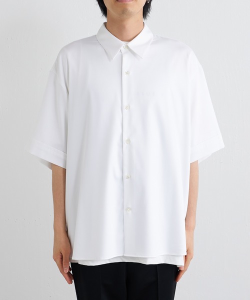 【Lui's】バンブーレーヨンエアリーショートスリーブシャツ ホワイト Lui's（ルイス）の「バンブーレーヨンエアリーショートスリーブシャツ
