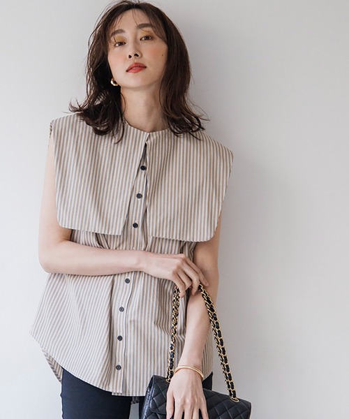 Emma Taylor（エマテイラー）の「イージーケアスクエアカラー2WAYシャツ（シャツ/ブラウス・レディース・ホワイト/ネイビー/カーキ/ベージュ・FREE）」の15枚目の写真