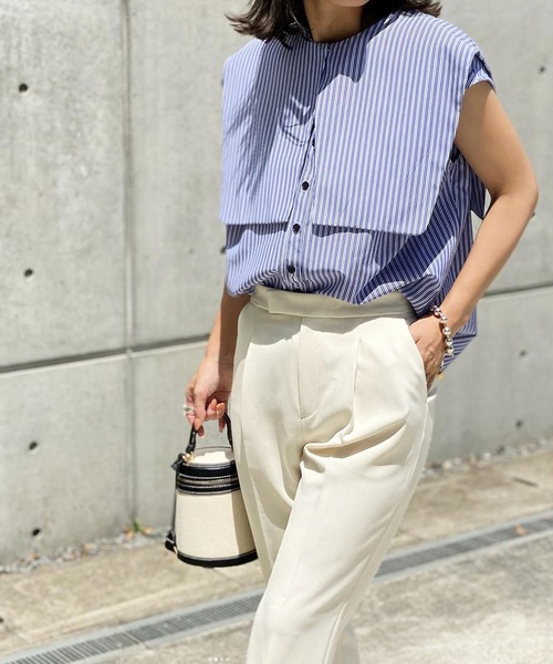 Emma Taylor（エマテイラー）の「イージーケアスクエアカラー2WAYシャツ（シャツ/ブラウス・レディース・ホワイト/ネイビー/カーキ/ベージュ・FREE）」の14枚目の写真