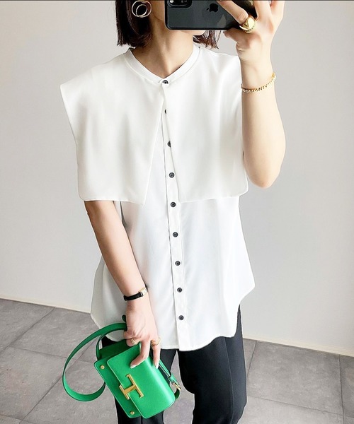 Emma Taylor（エマテイラー）の「イージーケアスクエアカラー2WAYシャツ（シャツ/ブラウス・レディース・ホワイト/ネイビー/カーキ/ベージュ・FREE）」の17枚目の写真