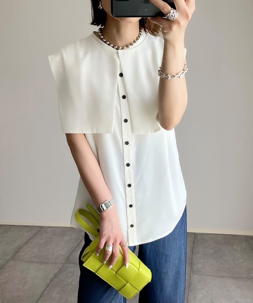 Emma Taylor（エマテイラー）の「イージーケアスクエアカラー2WAYシャツ（シャツ/ブラウス・レディース・ホワイト/ネイビー/カーキ/ベージュ・FREE）」の22枚目の写真