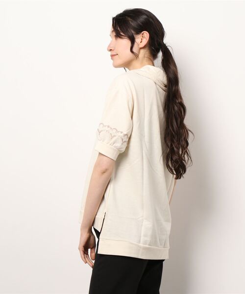 axes femme(アクシーズファム)の「袖レースハーフジップパーカー(Tシャツ/カットソー・レディース・ピンク/モカ/キナリ・FREE)」の5枚目の写真