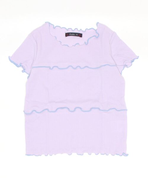 Caldia(カルディア)の「CA配色メローテレコTシャツ(Tシャツ/カットソー・キッズ・ライトブルー/パープル/ピンク・90/100/110/120/130)」の2枚目の写真