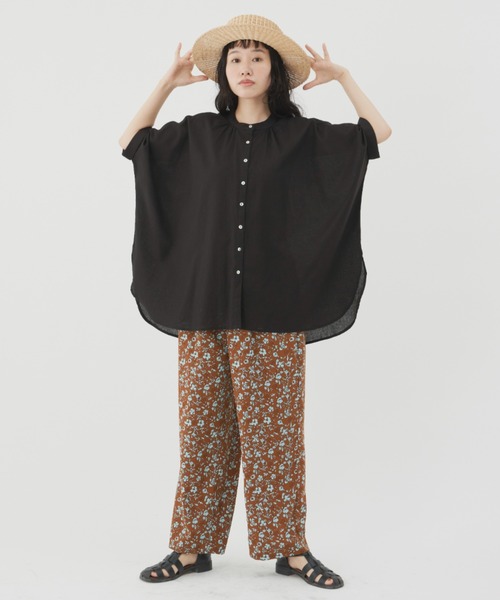 Libra Cue（リブラ キュー）の「バンドカラーボリュームブラウス（シャツ/ブラウス・レディース・ブラック/ナチュラル/グレー/グリーン/ブルー・FREE）」の11枚目の写真