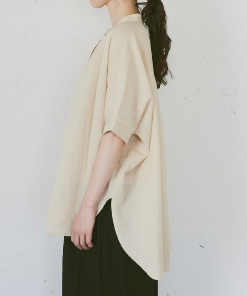 Libra Cue（リブラ キュー）の「バンドカラーボリュームブラウス（シャツ/ブラウス・レディース・ブラック/ナチュラル/グレー/グリーン/ブルー・FREE）」の17枚目の写真