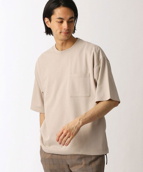 Grand PARK(グランドパーク)の「ドライタッチ裾コードポケットTシャツ(Tシャツ/カットソー・メンズ・チャコールグレー/ベージュ/オフホワイト・MEDIUM/LARGE)」の1枚目の写真