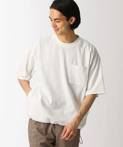 Grand PARK(グランドパーク)の「ドライタッチ裾コードポケットTシャツ(Tシャツ/カットソー・メンズ・チャコールグレー/ベージュ/オフホワイト・MEDIUM/LARGE)」の2枚目の写真